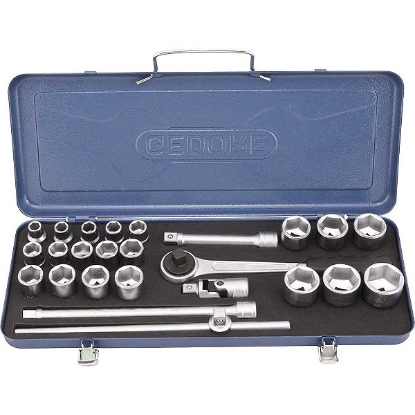 Jogo de soquetes sextavados encaixe 1/2" 10mm a 32mm com 26 peças 19KMU GEDORE