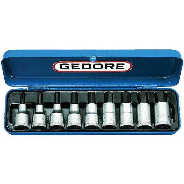 Jogo de soquetes allen encaixe 1/2" 3/16 a 5/8" 016202 GEDORE