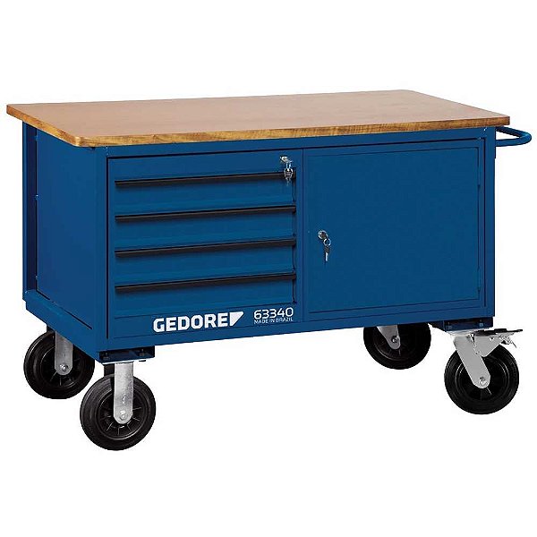 Bancada móvel para ferramentas 4 gavetas 1250mm x 840mm x 610mm 007311 GEDORE