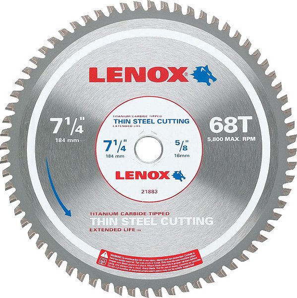 Lâmina de serra circular para aço fino 190mm 21883TS714068CT LENOX
