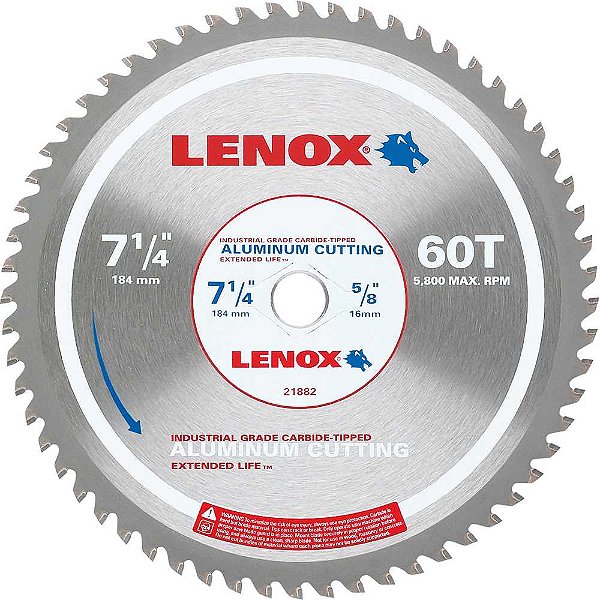 Lâmina de serra circular para alumínio 190mm 21882AL714060CT LENOX