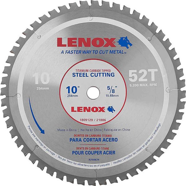 Lâmina de serra circular para aço 254mm 21886ST100052CT LENOX
