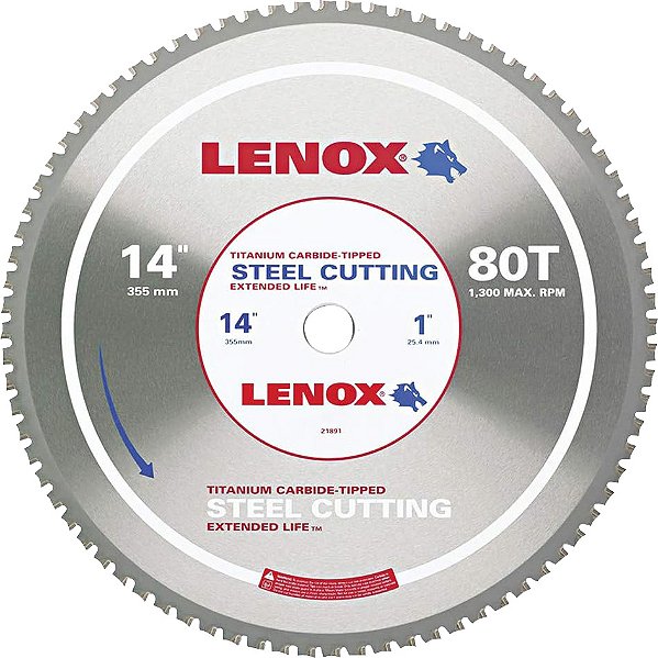Lâmina de serra circular para aço 358mm 21891ST140080CT LENOX