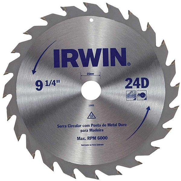 Lâmina de serra circular com dentes de metal duro 235mm x 25mm 48 dentes IW14113 IRWIN