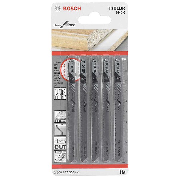 Lâmina de serra tico-tico 75mm encaixe T T-101BR BOSCH