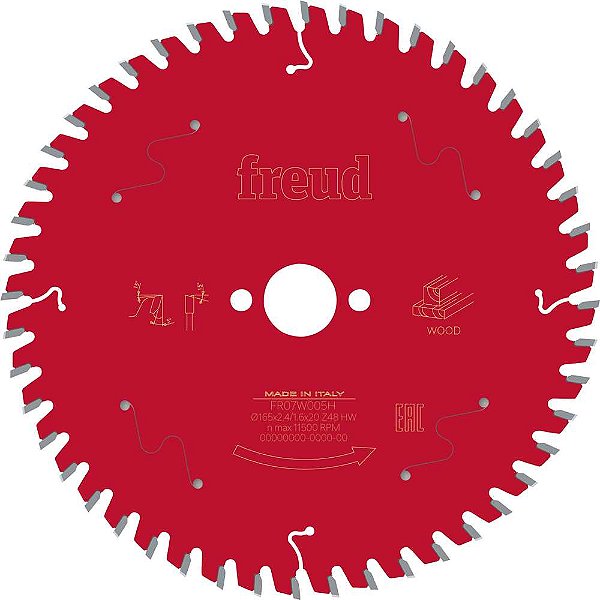 Lâmina de serra circular com dentes de metal duro 165,0mm x 20,0mm com 48 dentes para MDF BOSCH