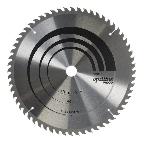 Lâmina de serra circular com dentes de metal duro/vídea 350mm x 30mm 60 dentes BOSCH