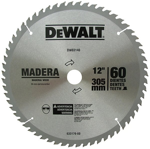 Lâmina de serra circular com dentes de metal duro/vídea 305mm x 30mm 60 dentes DEWALT