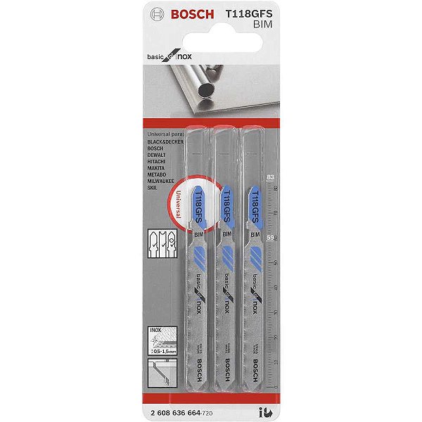 Lâmina de serra tico-tico 57mm encaixe T T-118-GFS BOSCH