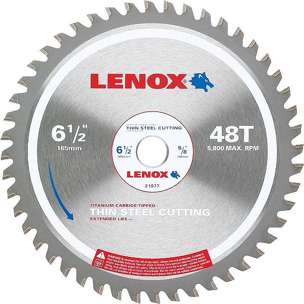 Lâmina de serra circular para aço fino 165mm 21877TS612048CT LENOX