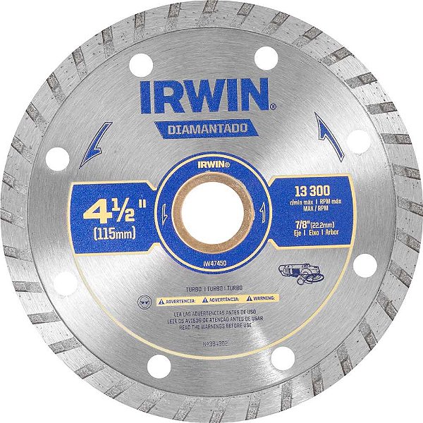 Disco de corte diamantado turbo 115mm furo de 22,23mm IW47450 IRWIN