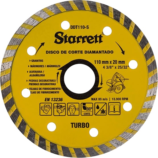 Disco de corte diamantado 110mm x 20mm turbo DDT110-S STARRETT