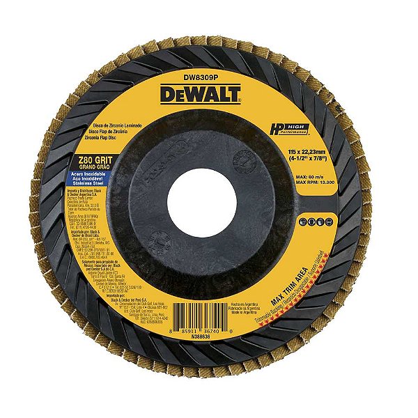 Flap-disc disco de desbaste/acabamento 4.1/2" - 115mm reto grão 80 DEWALT