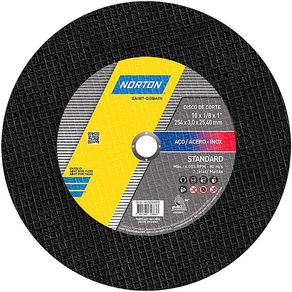 Disco de corte STANDART 254mm x 3,2mm x 25,4mm 66252850815 NORTON