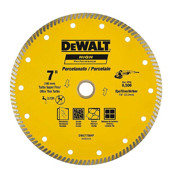 Disco diamantado super fino para porcelanato 180mm furo de 22mm DW57700HP DEWALT