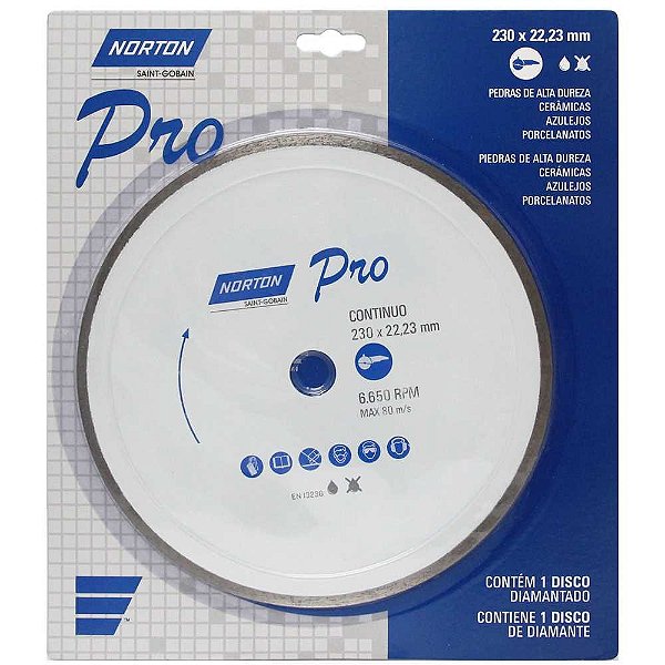 Disco de corte diamantado contínuo 230mm furo de 22,23mm 70184645812 PRO NORTON
