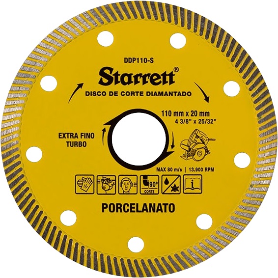 Disco de corte diamantado 110mm x 20mm extra fino turbo DDP110-S STARRETT