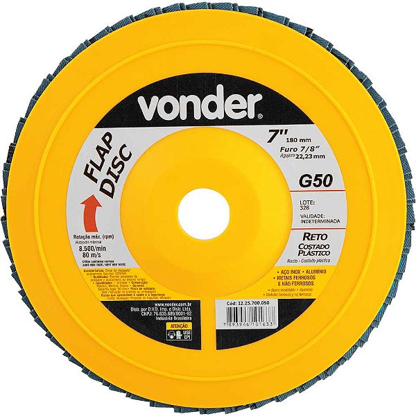 Flap-disc disco de desbaste/acabamento 7" - 180mm grão 50 VONDER