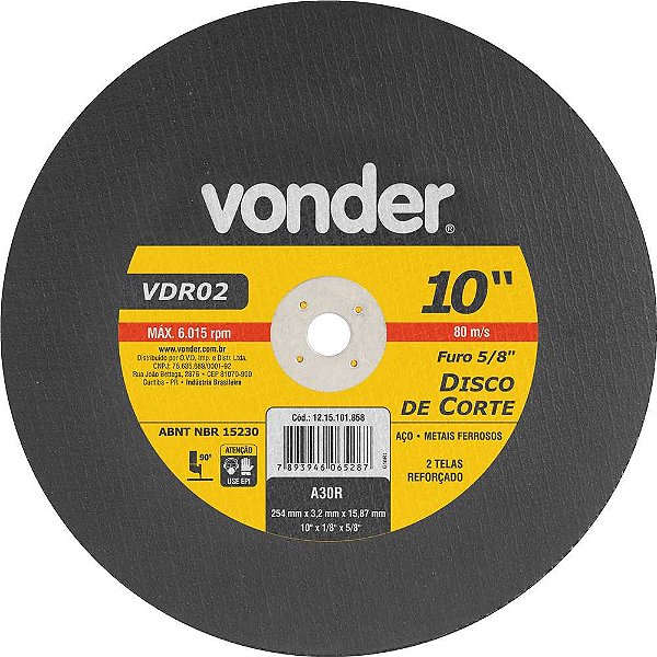 Disco de corte 254mm x 3,2mm x 15,87mm VDR02 VONDER
