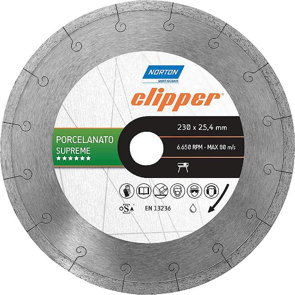 Disco de corte diamantado 230mm x 25,4mm Clipper Supreme NORTON