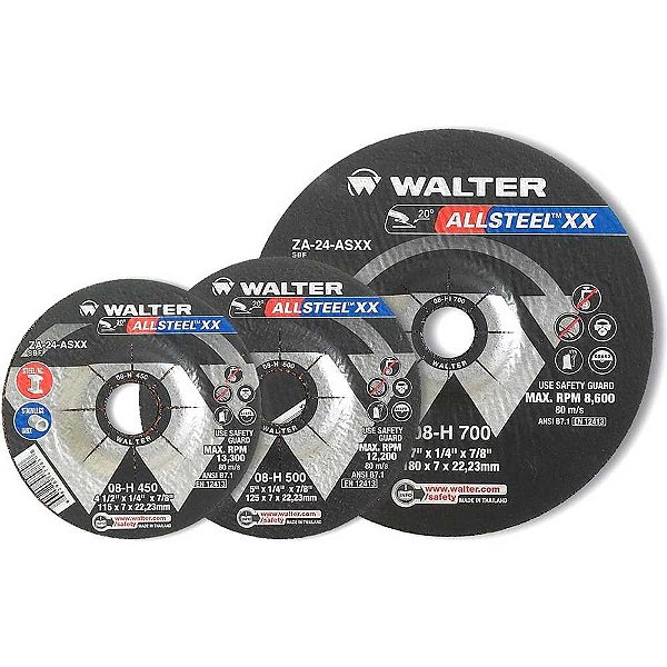 Disco de desbaste inox 177,8mm x 7,0mm x 22,23mm Allsteel 08H700 WALTER