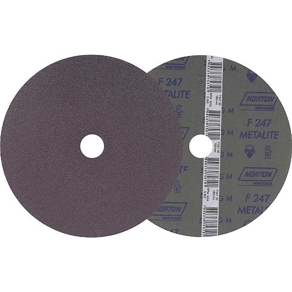 Disco de lixa costado em fibra 7" - 180mm grão 50 F-247 Metalite embalagem com 10 peças NORTON