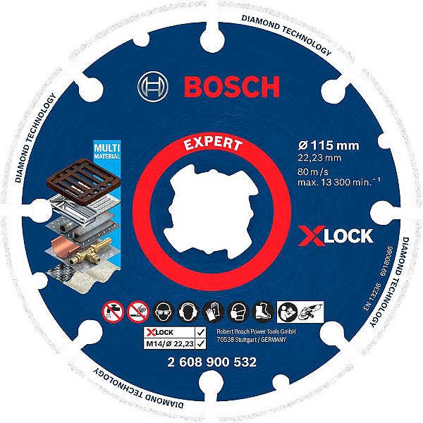 Disco de corte diamantado 115mm x 22,23mm Diamond Metal Wheel X-LOCK BOSCH