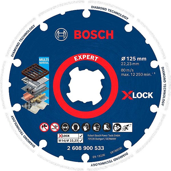 Disco de corte diamantado 125mm x 22,23mm Diamond Metal Wheel X-LOCK BOSCH