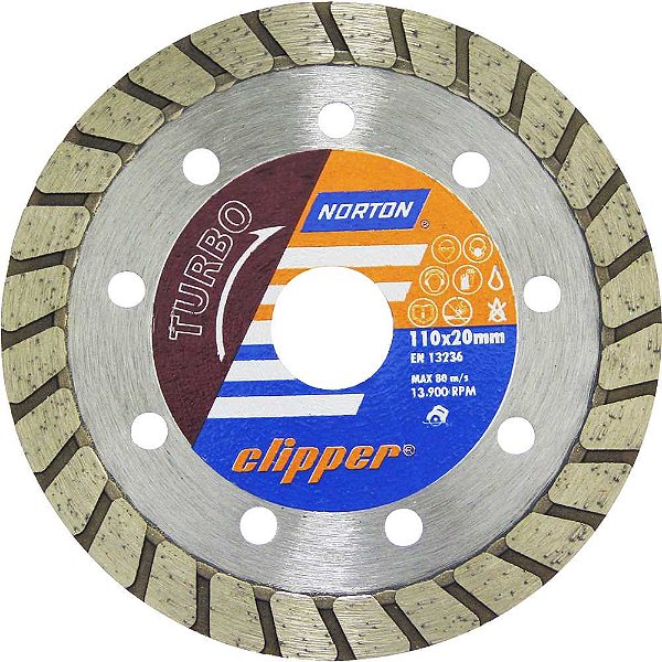 Disco de corte diamantado 110mm turbo linha Clipper NORTON