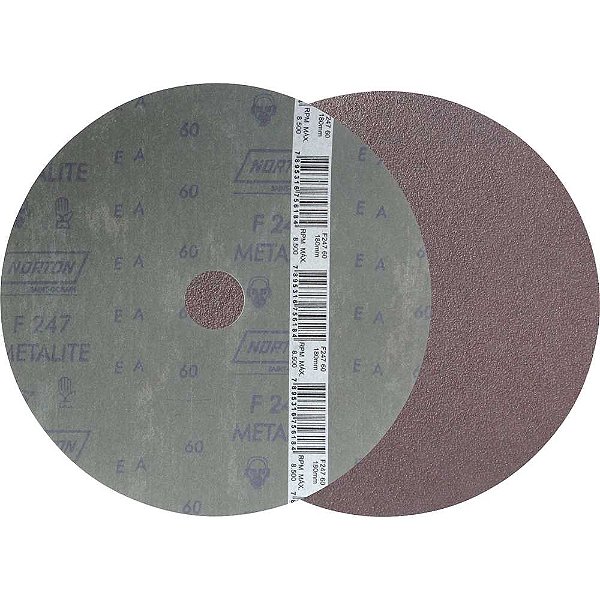 Disco de lixa costado em fibra 7" - 180mm grão 60 F-247 Metalite embalagem com 10 peças NORTON