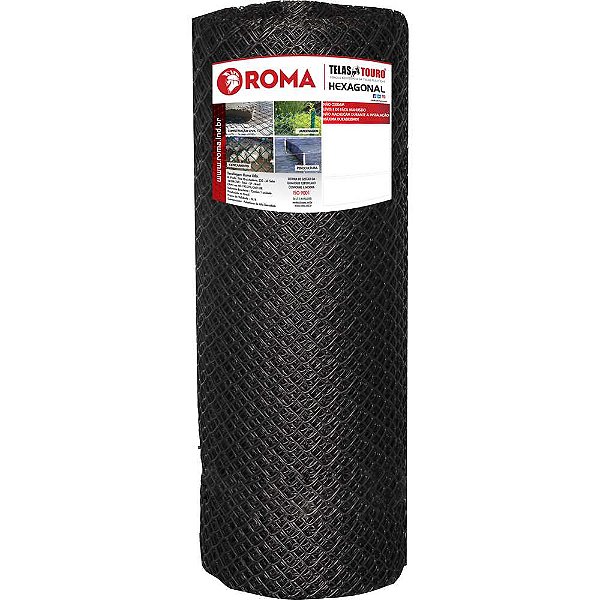 Tela hexagonal pinteiro 1m x 50m preta 9364 ROMA