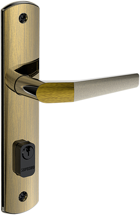 Fechadura para porta externa Pop Line Reta Antique Brass ESP26 SOPRANO