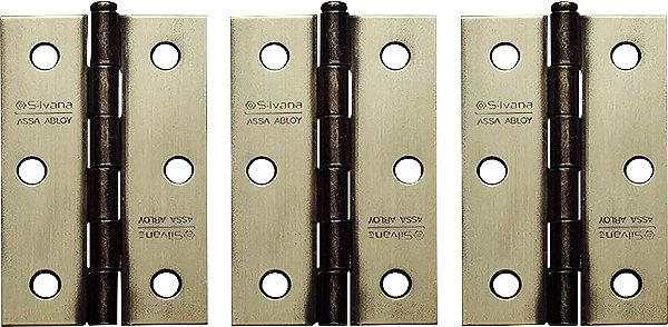 Dobradiça com pino solto oxidada 3" x 2.1/2" 3 peças 94243 SILVANA