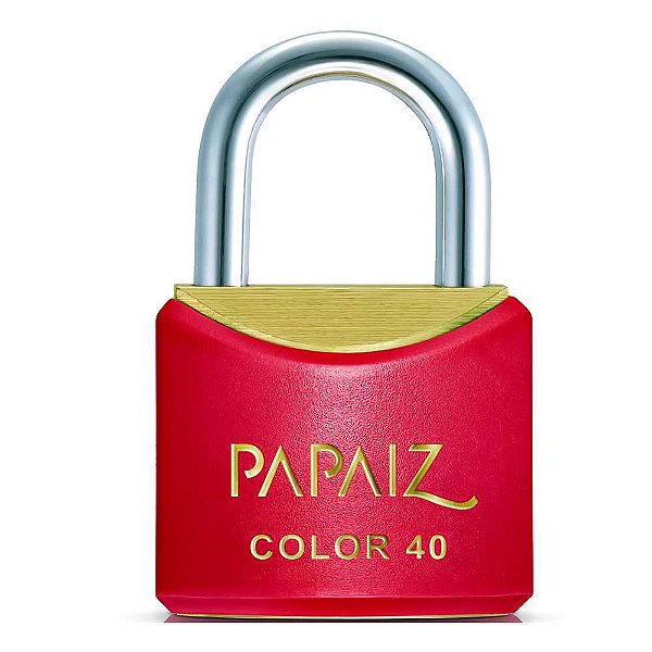 Cadeado de latão corpo plastificado 40mm Vermelho PAPAIZ