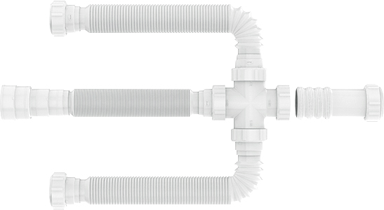 Sifão extensivo universal triplo branco 750mm comprimento 030406 BLUKIT