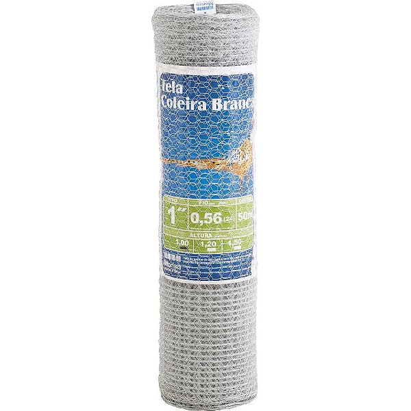 Tela metálica hexagonal pinteiro malha 1" 24 BWG x 1,2m com 50m MORLAN