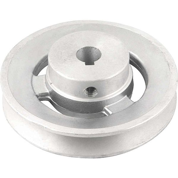 Polia de alumínio 1 canal perfil A 100mm com furo de 14mm VONDER