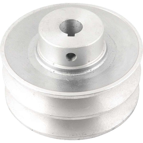 Polia de alumínio 2 canais perfil B 100mm com furo de 5/8" - 15,9mm VONDER