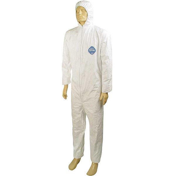 Macacão de proteção com capuz branco tamanho XXG TYVEK DUPONT