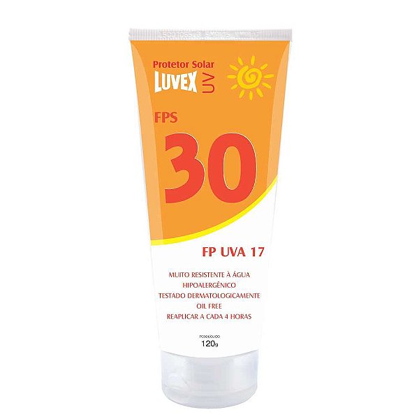 Creme protetor solar FPS: 30 (UVB) e 17 (UVA) 120g LUVEX