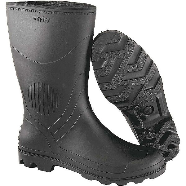 Bota de PVC preta cano médio sem forro 37/38 VONDER