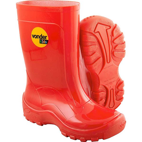 Bota infantil de PVC vermelha com forro 32/33 VONDER