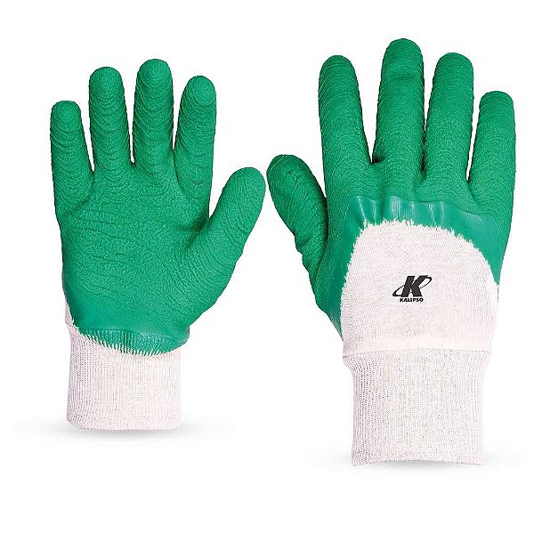 Luva algodão palma latex verde punho malhag - 9 CONFORTEX 02.02.1.3 KALIPSO