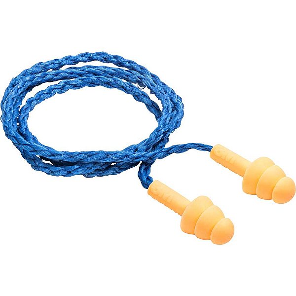 Protetor auditivo tipo plug de silicone com cordão em poliéster kit com 100 unidades HB004680581 3M