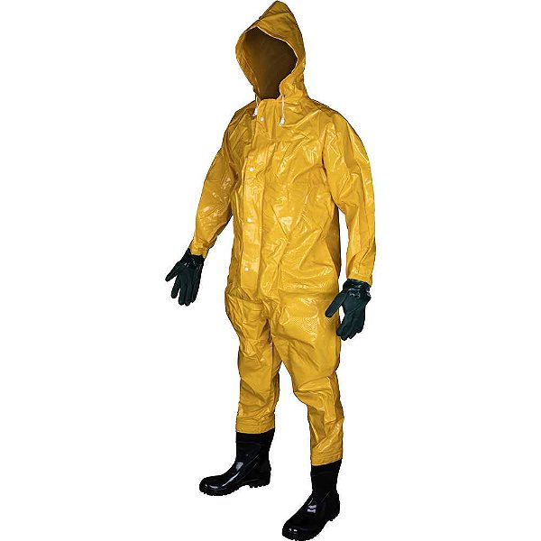 Macacão para saneamento em trevira com bota e luva tamanho P bota 40 amarelo KP500 BRASCAMP