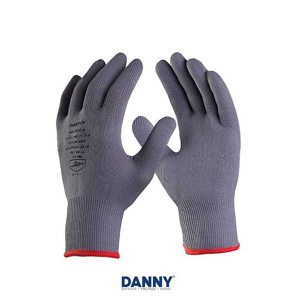 Luva tricotada de nylon tam. P cinza Poliflex DA11100 DANNY