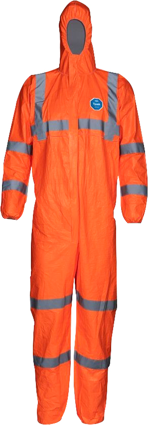Macacão com capuz polietileno de alta densidade laranja com fitas refletivas tamanho XXG Tyvek 400 HV DUPONT