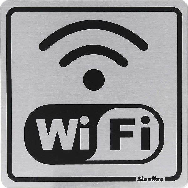 Placa de sinalização em alumínio (WIFI) 15cm x 15cm SINALIZE
