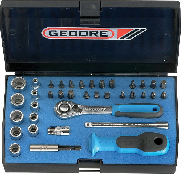 Jogo de soquetes e bits encaixe de 1/4" 37 peças 4,0mm a 13,0mm D20 KMU-20 GEDORE