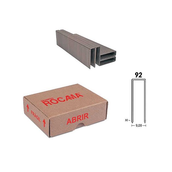 Grampo 92 30mm caixa com 4.608 grampos 92/30 ROCAMA